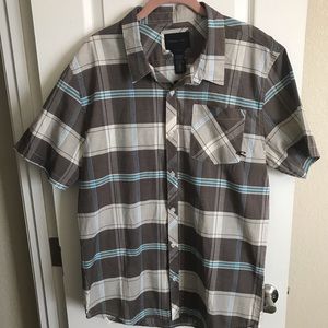 NWT mens O’Neill Cumberland blue gray plaid short sleeve casual button up shirt